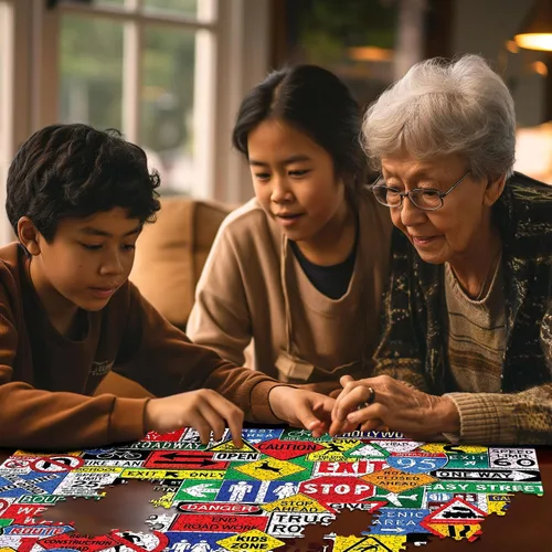 Vista 5 de White Mountain Puzzles Road Signs - Rompecabezas de 500 piezas
