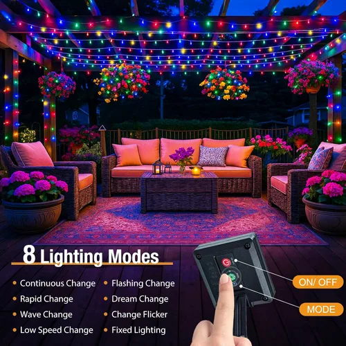 Vista 2 de btfarm Paquete de 2 luces solares de Navidad para exteriores, total de 78 pies, 240 luces LED solares en cadena para exteriores, impermeables, 8