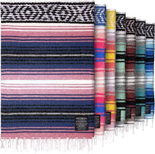 Vista 23 de Hydration Nation Auténtica manta mexicana extra grande (70 x 50 pulgadas), yoga tejida a mano, serape, falsa artesanal, playa, campamento, picnic