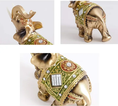 Vista 4 de Estatua de elefante, escultura de elefante de Feng Shui, figura de riqueza de la suerte para el hogar, oficina, tienda, decoración de regalo