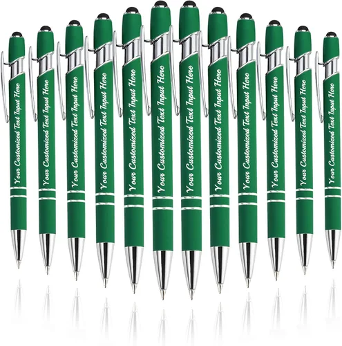 Vista 40 de Bolígrafo personalizado, 50 bolígrafos personalizados, grabado a granel con logotipo de nombre, lápiz digital de tinta negra suave con toque