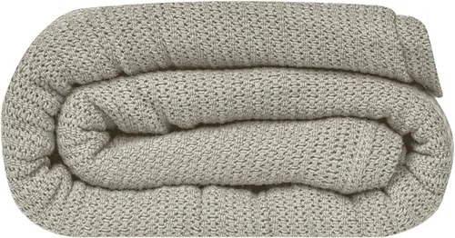 Vista 9 de Linteum Textile Supply Manta de tejido leno azul, tamaño Queen 100% algodón, ligera, cálida, esponjosa, suave y duradera, manta de cama premium