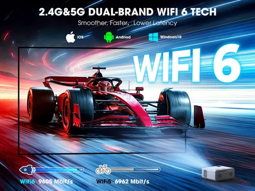Vista 7 de [Aplicaciones integradas] Proyector inteligente con WiFi y Bluetooth, proyector VIZONY Native 1080P con aplicaciones de transmisión, Dolby Audio