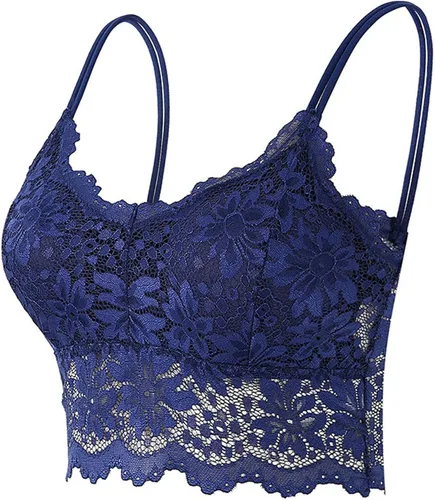 Vista 5 de Bralette de encaje para mujer, con espalda de belleza, brasier de encaje acolchado, con tirantes para mujeres y niñas