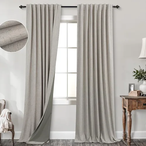 Vista 16 de KOUFALL - Cortinas de medio estilo francés de lino para ventana, juego de 2 cortinas cortas de 40 pulgadas de longitud, para privacidad, cortinas