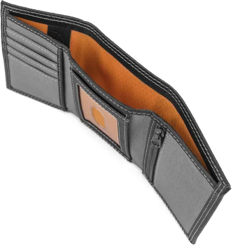 Vista 3 de Timberland PRO Cartera de lona de cuero RFID con bolsillos con cremallera para hombre