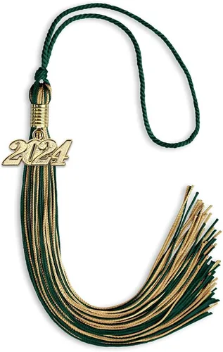 Vista 255 de Endea Graduation - Borla de doble color mixto con fecha dorada (negro/dorado antiguo, 2021)