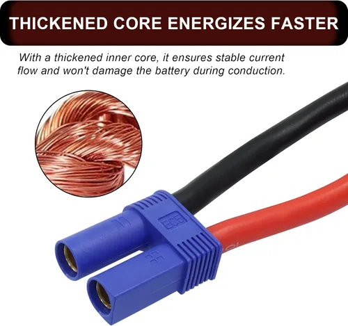 Vista 4 de Cable de arranque EC5 con abrazaderas de batería Conector EC5, cable de puente de emergencia, clips de cocodrilo, 12V portátil de emergencia 10AWG