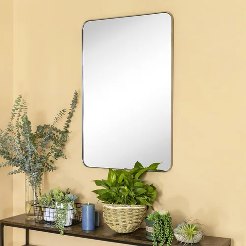 Vista 2 de GRACTO Espejo de baño con marco de metal de acero inoxidable de níquel cepillado de 20 x 30 pulgadas para montar en la pared, espejo rectangular