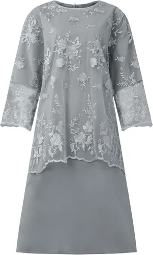 Vista 3 de Formal Dresses for Women Plus Size Lace Chiffon Two Piece Set Dress Elegant Long Sleeve Midi Dress