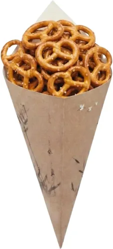 Vista 6 de Conetek - Conos de papel negros de 10 pulgadas para aperitivos, ecológicos: Perfectos para aperitivos, conos de papel aptos para alimentos Estampado