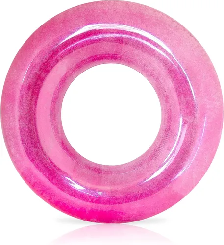 Vista 7 de Playtek - Anillo flotante gigante para piscina, tubo de natación redondo grande con purpurina rosa, flotadores duraderos para nadar en la playa