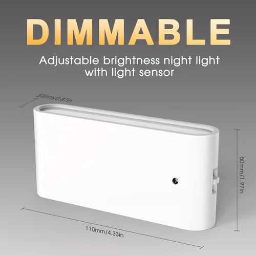 Vista 5 de Briignite Luces nocturnas enchufables a la pared, paquete de 2, luz nocturna LED con sensor de luz del atardecer al amanecer, luz nocturna regulable