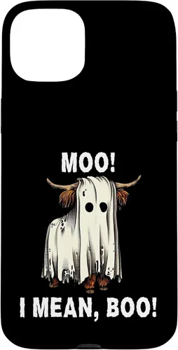 Vista 9 de iPhone 16 Funny Ghost Highland Cow Halloween Moo I Mean Boo Men Women Case
