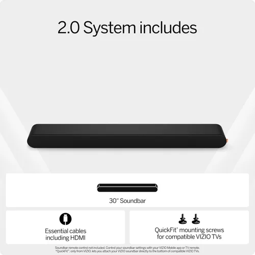 Vista 2 de Vizio SV200M-0808B-RB 2.0 canales Dolby Atmos Barra de sonido de 30" - Certificada Reacondicionada