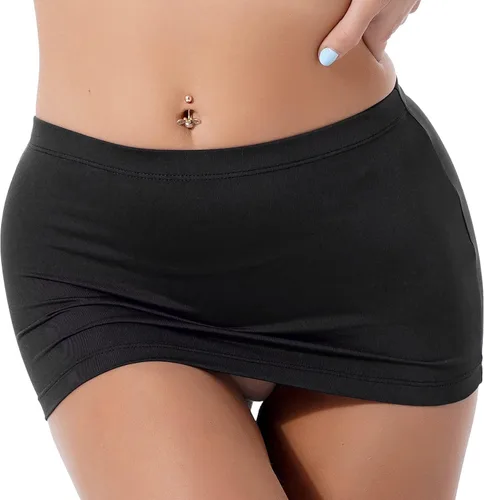 Vista 3 de Yanarno Minifalda transparente para mujer, diseño de malla para discoteca y corte ajustado