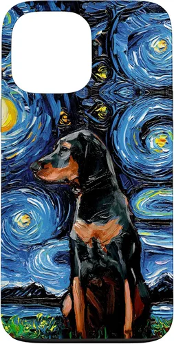 Vista 24 de Black and Tan Coonhound Starry Night Art – Dog Lover Gift Case for iPhone 17