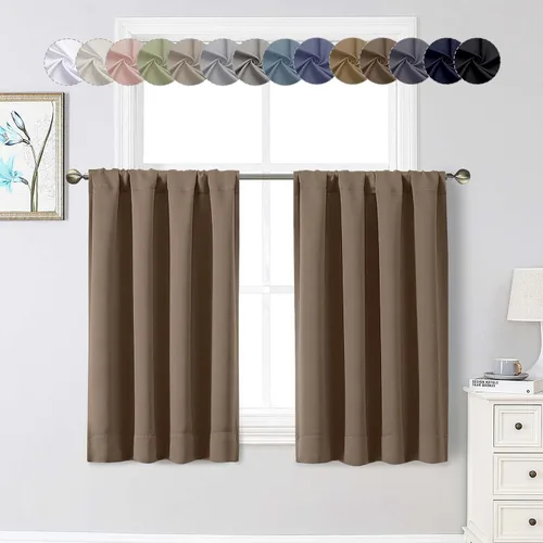 Vista 48 de Cortinas opacas para dormitorio, sala de estar, juego de 2 paneles de 54 pulgadas de largo, cortinas de oscurecimiento de habitación con aislamiento