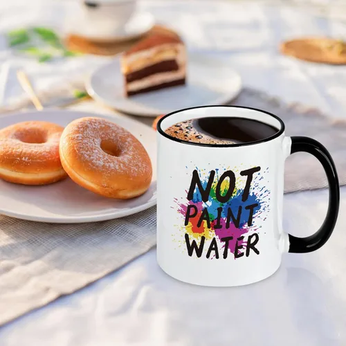 Vista 2 de Regalos para profesores de arte, taza de café con agua sin pintar de 11 onzas, regalos de agradecimiento para profesores de arte, artistas