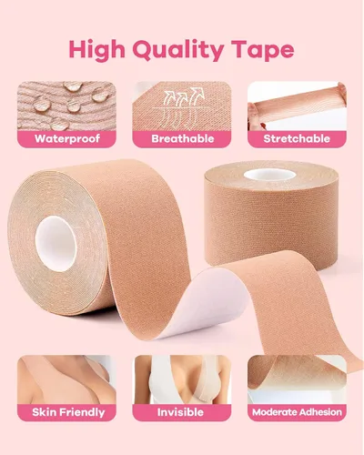 Vista 2 de Cinta de pechos cinta para levantamiento de senos cinta Bob para pechos grandes cinta de empuje transpirable cinta corporal impermeable y resistente
