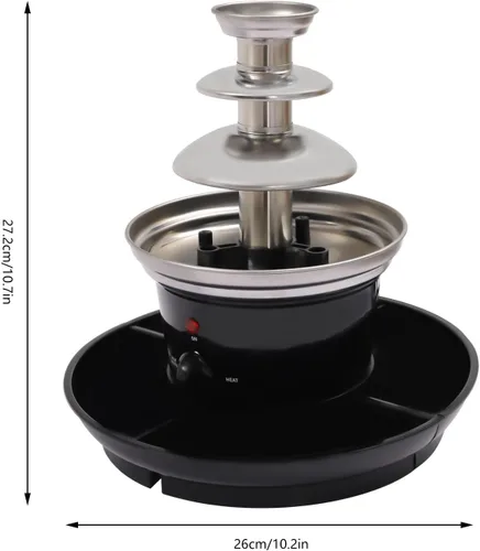 Vista 7 de Máquina de fuente de chocolate de 3 niveles con plato de fruta, fuente de fondue de chocolate para fiestas, entretenimiento en el hogar, diseño