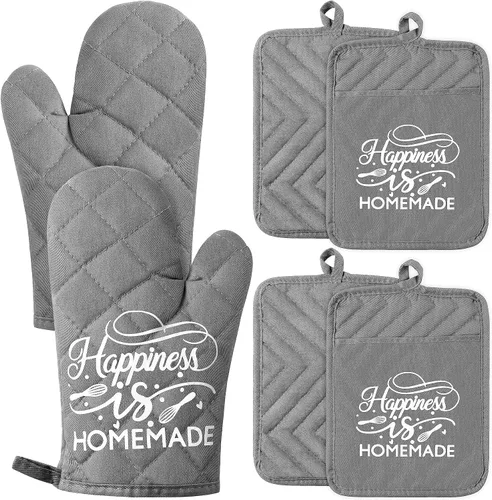Vista 9 de 6 guantes de algodón para horno, soportes para ollas, resistentes a las mujeres, resistentes a la máquina, guantes de microondas con lazo