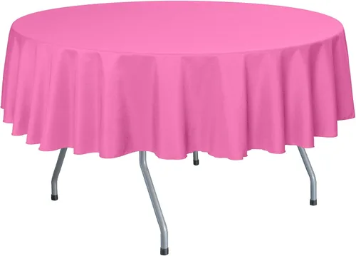 Vista 18 de Ultimate Textile Mantel redondo de lino de poliéster de 60 pulgadas, se adapta a mesas de menos de 60 pulgadas de diámetro, naranja neón