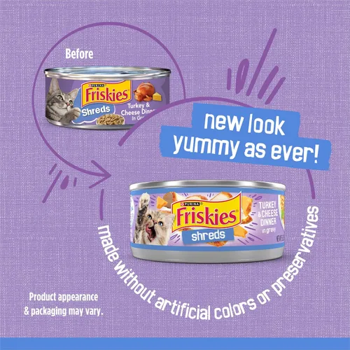 Vista 2 de Sabrosas tiras de alimento húmedo Purina Friskies para gatos, 24 unidades de 5.5 onzas