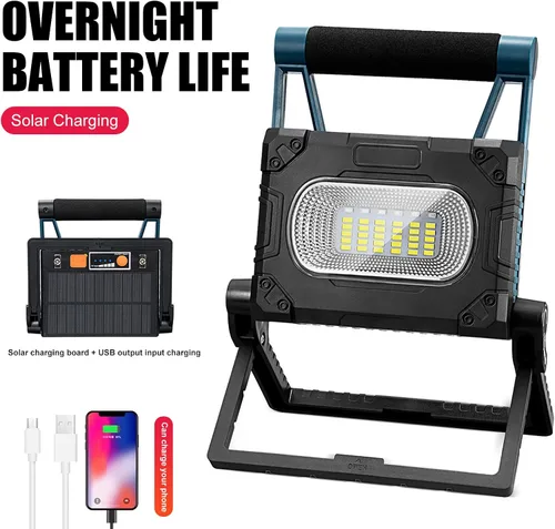 Vista 2 de Luz de trabajo LED de 30 W con soporte USB solar recargable magnética, plegable, portátil, impermeable, 36 LED de 3000 LM, 4 modos, soporte