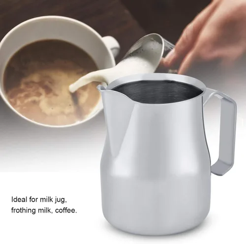 Vista 6 de Jarra de espuma de leche, grado premium cuidadosamente elaborada, segura, duradera, resistente al calor, resistente al óxido, café para cocina