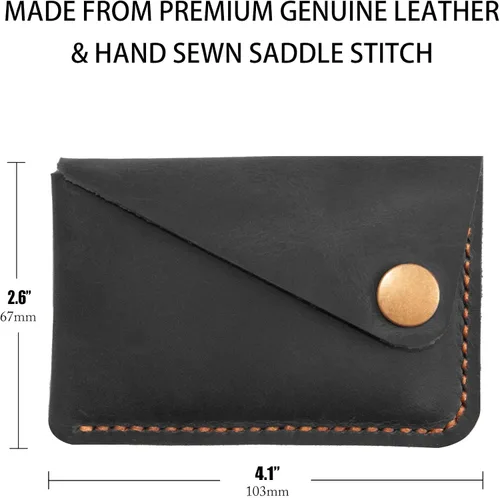 Vista 5 de Tarjetero de cuero, billetera para tarjetas de crédito, cartera tarjetero, billetera minimalista, regalo de Navidad