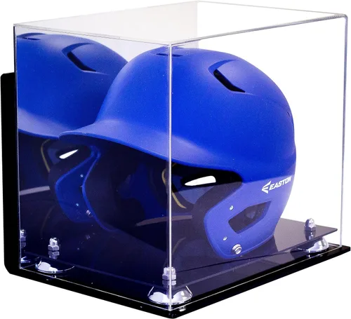 Vista 17 de Better Display Cases Vitrina acrílica para casco de bateo de béisbol con espejo, elevadores rosados, montaje en pared y base de espejo (V22/A012)