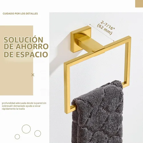 Vista 7 de Angle Simple Toallero de mano dorado oscuro cepillado, anillo de toalla Oro oscuro cepillado
