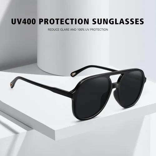 Vista 7 de Retro Aviator Sunglasses for Women Men Vintage Double Bridge Sun Glasses UV400 Protection