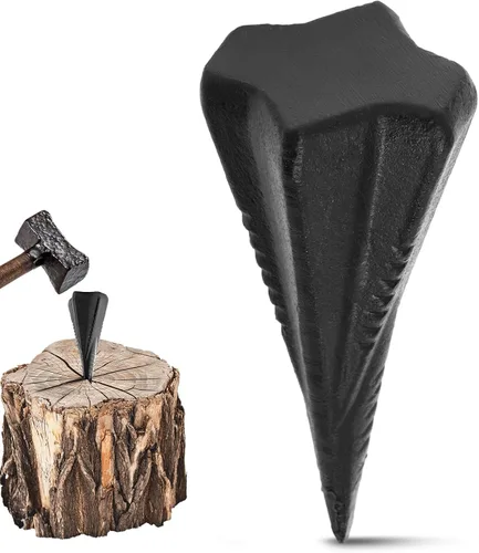 Vista 8 de Cuñas de división de madera de 4 libras, cuña divisor manual de troncos, diseño de diamante de 4 direcciones, herramienta de acero forjado