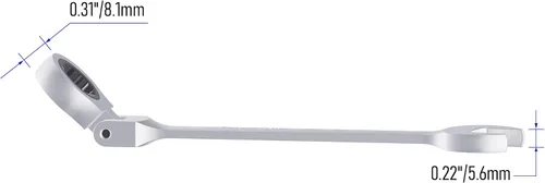 Vista 6 de Llave combinada de trinquete de cabeza flexible de 0.236 in, métrica, 72 dientes, caja de trinquete de 12 puntos, herramientas de llave de extremo
