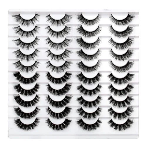 Vista 94 de Pooplunch - Pestañas postizas estilo ojo de gato, extensión de volumen 8D natural, finas, cortas, de visón sintético, tiras de pestañas postizas