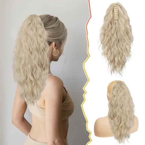 Vista 11 de BARSDAR Extensión de cola de caballo corta para mujer, extensiones de cabello sintético suave con clip de garra de 12 pulgadas, extensiones de cola