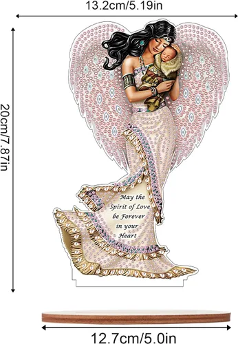 Vista 2 de Kits de adornos de escritorio de pintura de diamante para adultos, ángel mamá, sosteniendo bebé, arte de diamante por números, decoraciones