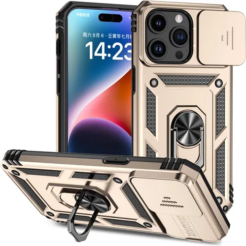 Vista 41 de Funda magnética compatible con iPhone 14 Pro de 6.1 pulgadas, funda magnética para iPhone 14 Pro con cubierta de cámara y soporte de grado militar