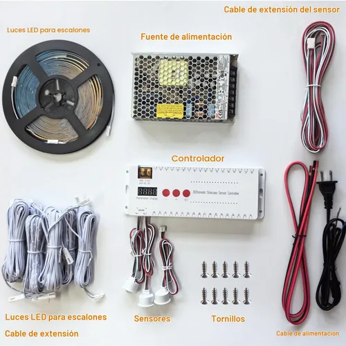 Vista 6 de Luces de Escalera con Sensor de Movimiento para Interiores, Kit de Luces Inteligentes para Escalones 12 Escalones 40 Pulgadas Tira de Luces