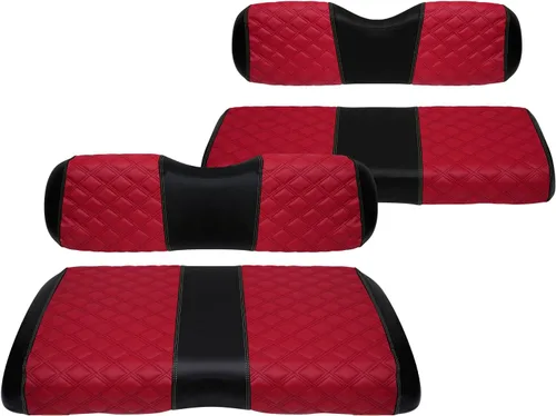 Vista 24 de Fundas de Asiento de Carrito de Golf Delanteras y Traseras Impermeables y Resistentes al Sol de Cuero Vinílico de Grado Marino Accesorios de Negro