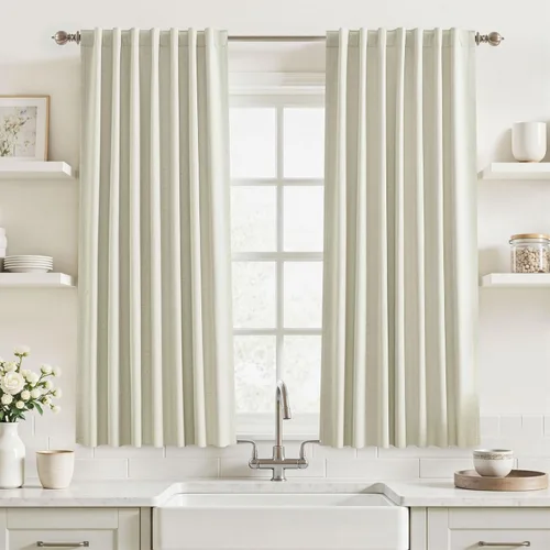 Vista 68 de UHITECH Cortinas opacas de 35 pulgadas de largo para sala de estar, 2 paneles, cortina opaca corta para cocina para ventanas pequeñas, cortinas