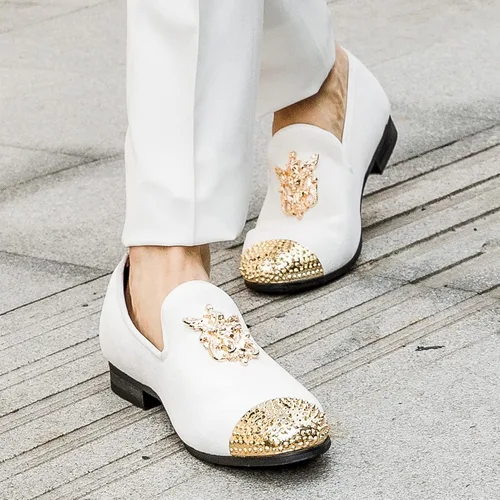 Vista 7 de Meijiana Mocasines de terciopelo para hombre, zapatos de vestir con adornos de metal, zapatos de lujo para fiestas