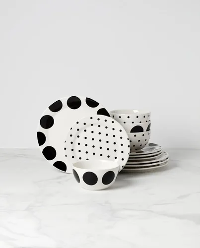 Vista 2 de Kate Spade New York Dot - Juego de vajilla de 12 piezas, 19.84, color blanco