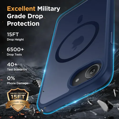 Vista 5 de Miracase Funda para iPhone 16e para MagSafe [con 2 protectores de pantalla] [protección superior de grado militar] antihuellas, translúcida mate a