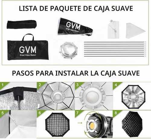 Vista 7 de GVM Great Video Maker Lighting Soft Boxes Bowens Mount con rejilla de nido de abeja, caja de luz ligera para paraguas plegable con bolsa