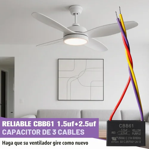 Vista 7 de Podoy CBB61 Condensador para ventilador de techo para New TECH 1.5uf 2.5uf 250V AC 3 Wire.