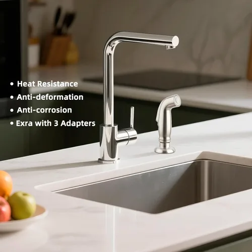 Vista 7 de Pulverizador lateral universal de cocina compatible con grifo Moen, reemplazo del rociador de grifo de fregadero de cocina con Níquel cepillado