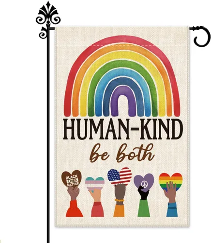 Vista 10 de Hafhue Human Kind Be Both Welcome Bandera de Jardín para Patio Exterior Decoraciones de Granja, Bandera Be Kind Regalo para Familias Amigos, Bandera